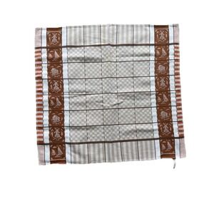 VTG DDDDD Dutch Kitchen Tea Towel Jacquard Cotton Windmill Sailboat Brown